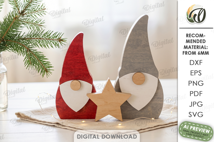 Christmas Gnomes Stand Laser Cut. Christmas Stand Decor SVG