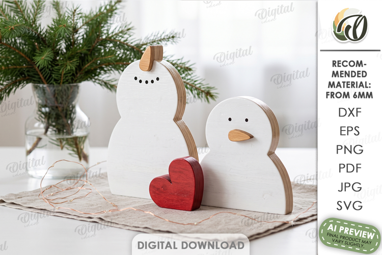 Christmas Snowmen Stand Laser Cut. Christmas Stand Decor SVG