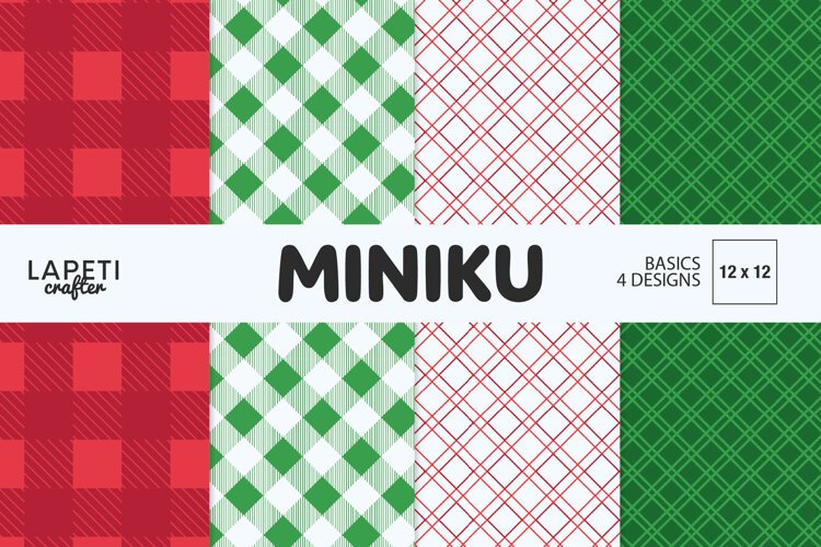 Christmas digital papers with festive red green and white check patterns
