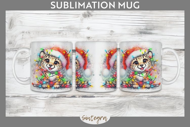Christmas Cheetah v2 Entangled in Lights Mug Wrap Sublimatio