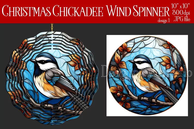 Christmas Wind Spinner, Christmas Chickadee Wind Spinner, d1