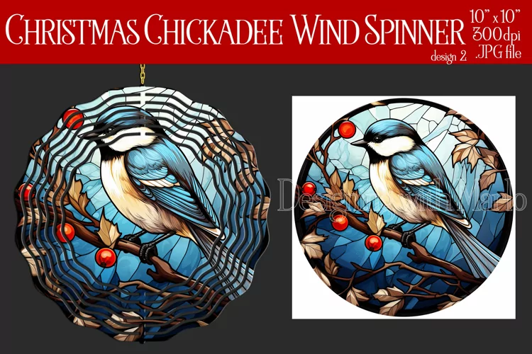 Christmas Wind Spinner, Christmas Chickadee Wind Spinner, d2