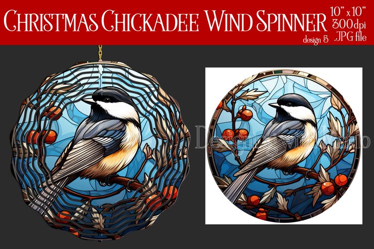 Christmas Wind Spinner, Christmas Chickadee Wind Spinner, d5 example image 1