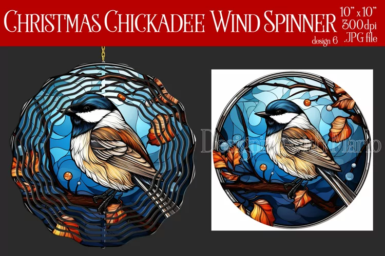 Christmas Wind Spinner, Christmas Chickadee Wind Spinner, d6