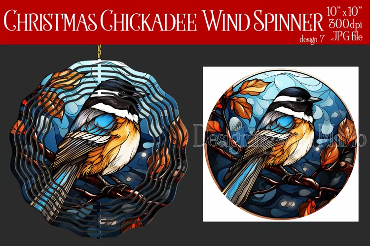 Christmas Wind Spinner, Christmas Chickadee Wind Spinner, d7