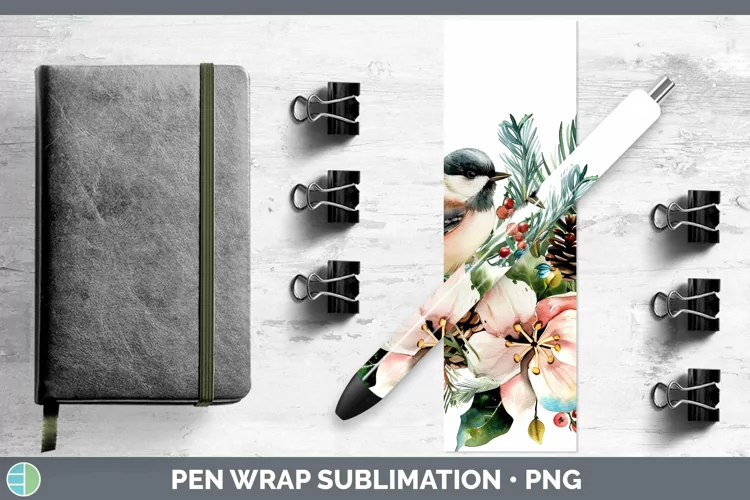 Christmas Chickadee Pen Wrap Sublimation Epoxy Pen Designs