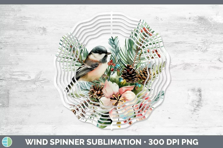 Christmas Chickadee Wind Spinner Sublimation Spinner Designs