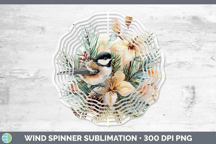 Christmas Chickadee Wind Spinner Sublimation Spinner Designs