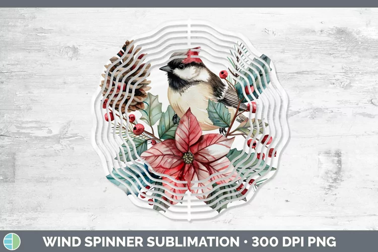 Christmas Chickadee Wind Spinner Sublimation Spinner Designs