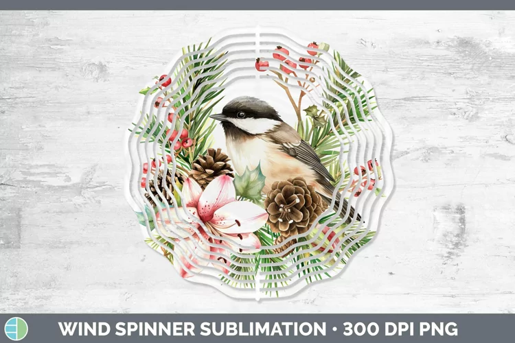 Christmas Chickadee Wind Spinner Sublimation Spinner Designs