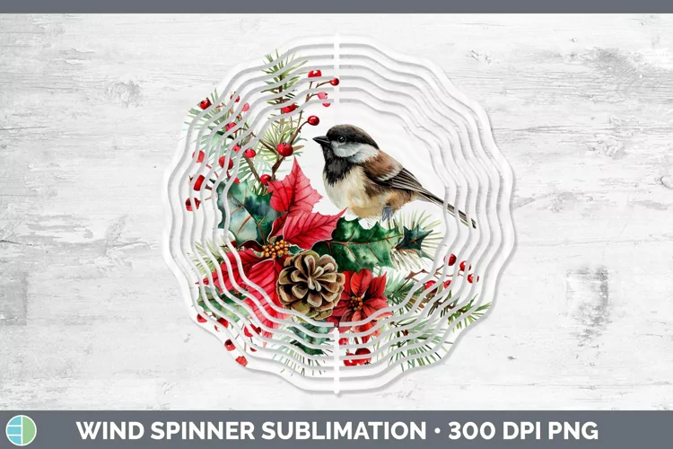 Christmas Chickadee Wind Spinner Sublimation Spinner Designs