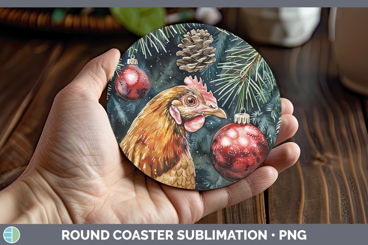 Christmas Chicken Round Coaster Sublimation Coaster Designs