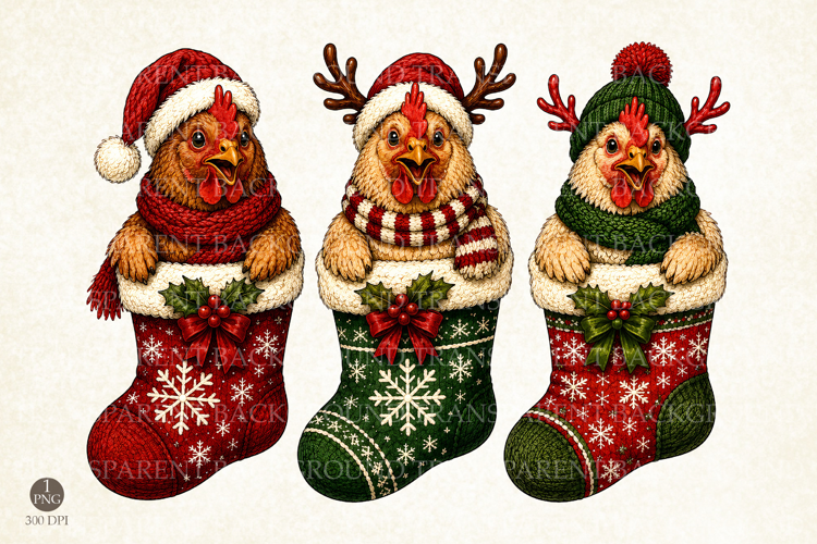 Christmas Chicken Stockings PNG,Holiday Stockings Shirt