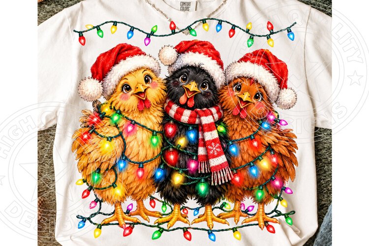 Christmas Chickens Funny Santa Hat Chicken Christmas PNG example image 1