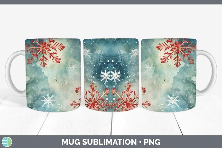 Christmas Christmas Snowflakes Mug Wrap | Sublimation Coffee