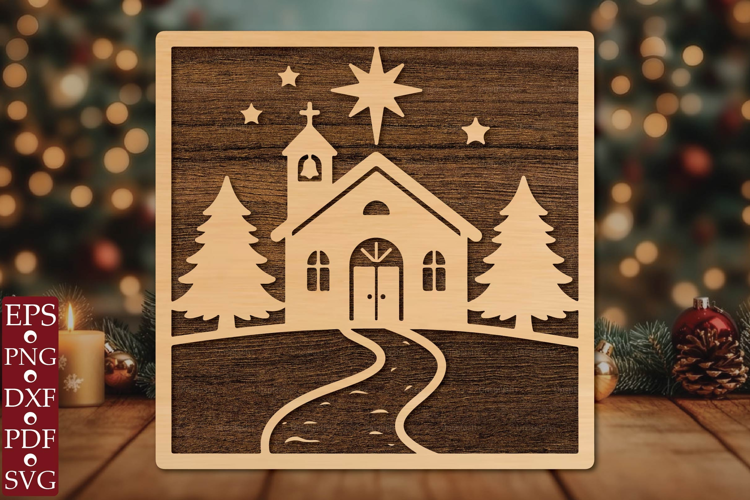 Christmas Church SVG Laser Cut Ornament