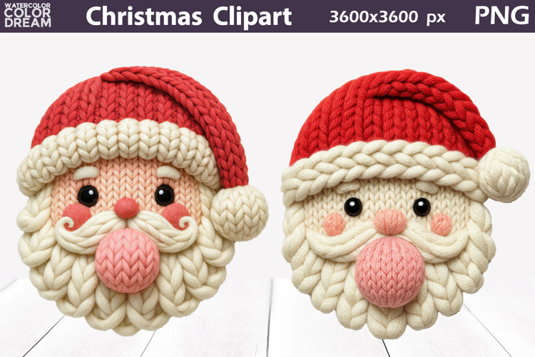 Santa Claus Crochet Clipart | Christmas Knitted
