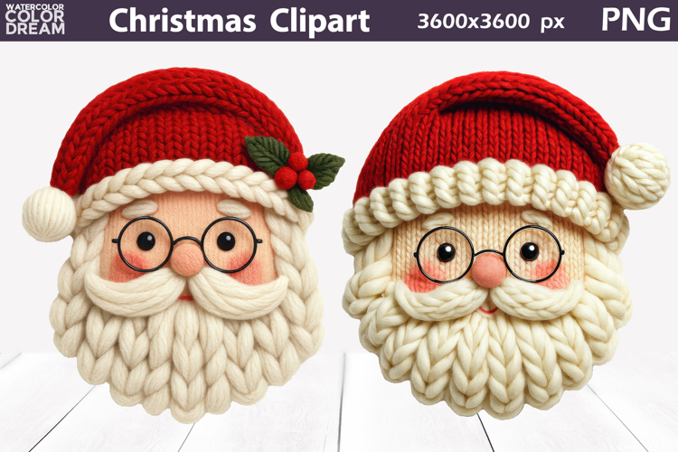 Santa Claus Crochet Clipart | Christmas Knitted