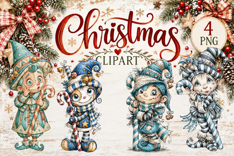 Whimsical Christmas Girls Clipart | Cute Winter Girls