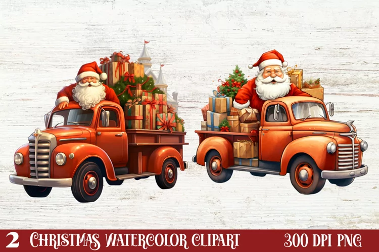 Christmas Truck Sublimation Clipart, Christmas Truck Clipart
