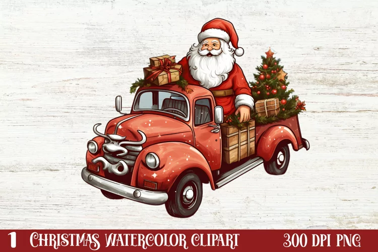 Christmas Truck Sublimation Clipart, Christmas Truck Clipart