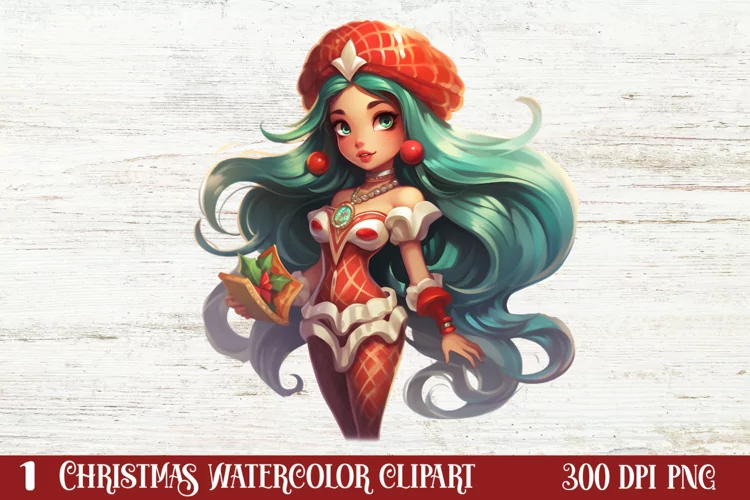 Christmas Mermaid Clipart Sublimation, Christmas PNG