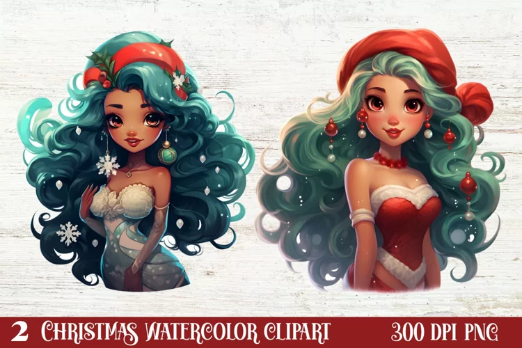 Christmas Mermaid Clipart Sublimation, Christmas PNG