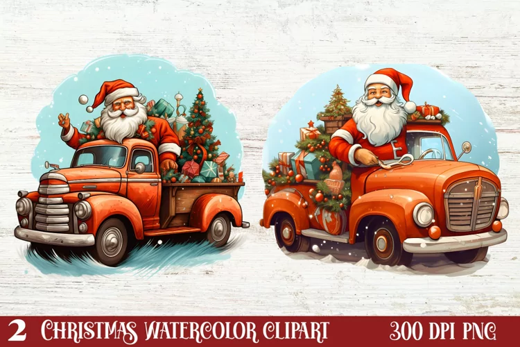 Christmas Truck Sublimation Clipart, Christmas Truck Clipart
