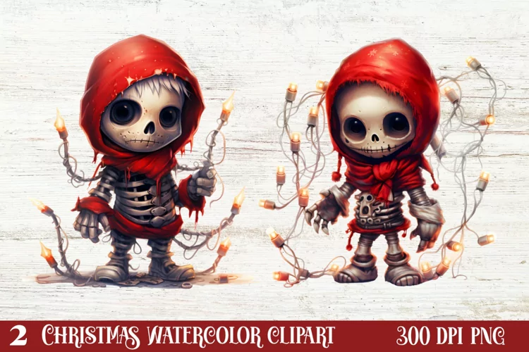Christmas Skeleton Sublimation Clipart, Christmas PNG