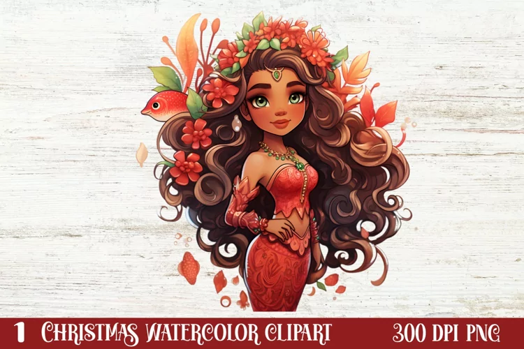Christmas Mermaid Clipart Sublimation, Christmas PNG