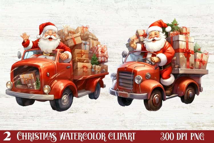 Christmas Truck Sublimation Clipart, Christmas Truck Clipart