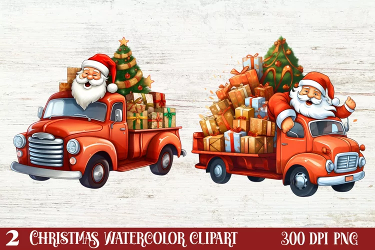 Christmas Truck Sublimation Clipart, Christmas Truck Clipart
