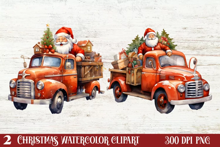 Christmas Truck Sublimation Clipart, Christmas Truck Clipart