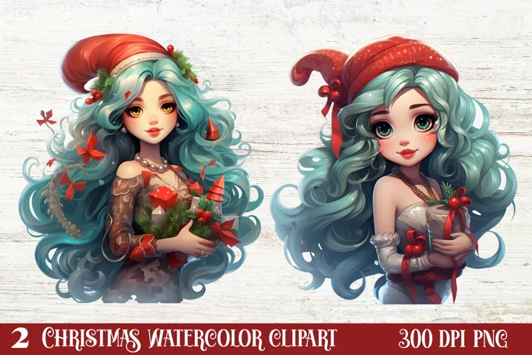 Christmas Mermaid Clipart Sublimation, Christmas PNG