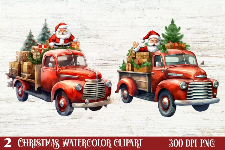Christmas Truck Sublimation Clipart, Christmas Truck Clipart
