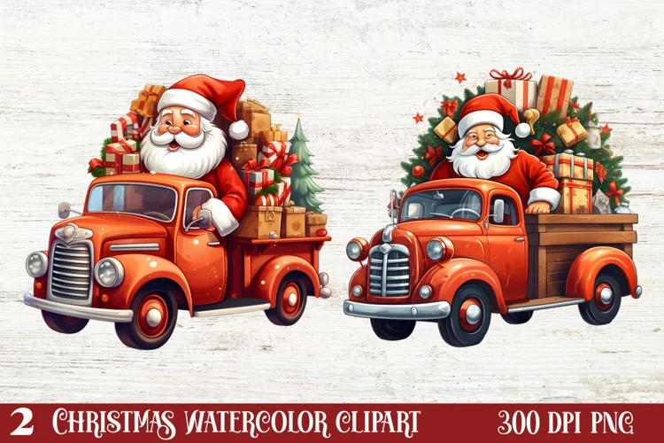 Christmas Truck Sublimation Clipart, Christmas Truck Clipart