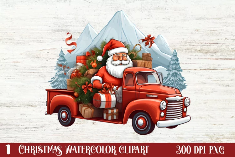 Christmas Truck Sublimation Clipart, Christmas Truck Clipart