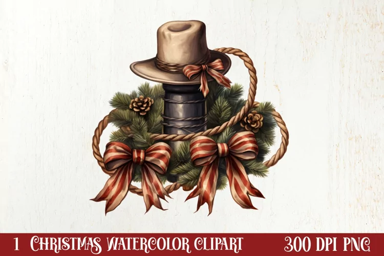 Western Christmas Cowboy Clipart Sublimation, Christmas PNG