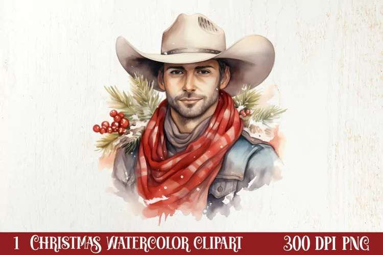 Western Christmas Cowboy Clipart Sublimation, Christmas PNG