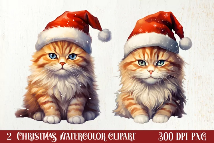 Cat Christmas Cat Art for Holiday Clipart
