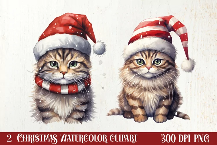 Cat Christmas Cat Art for Holiday Clipart