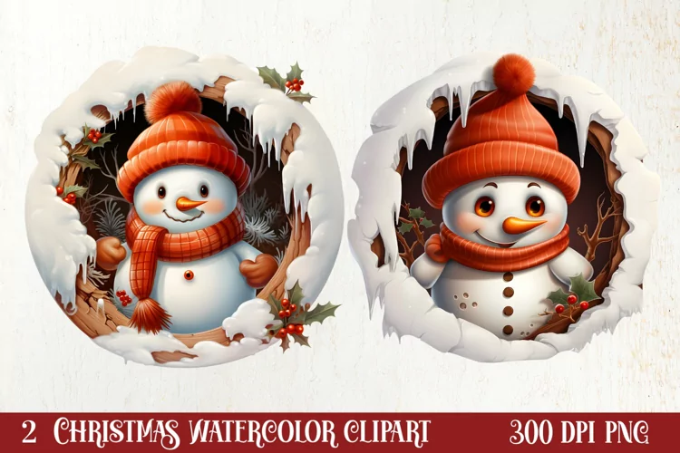 Christmas Snowman Peeking Clipart PNG