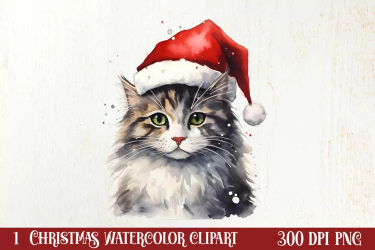 Cat Christmas Cat Art for Holiday Clipart