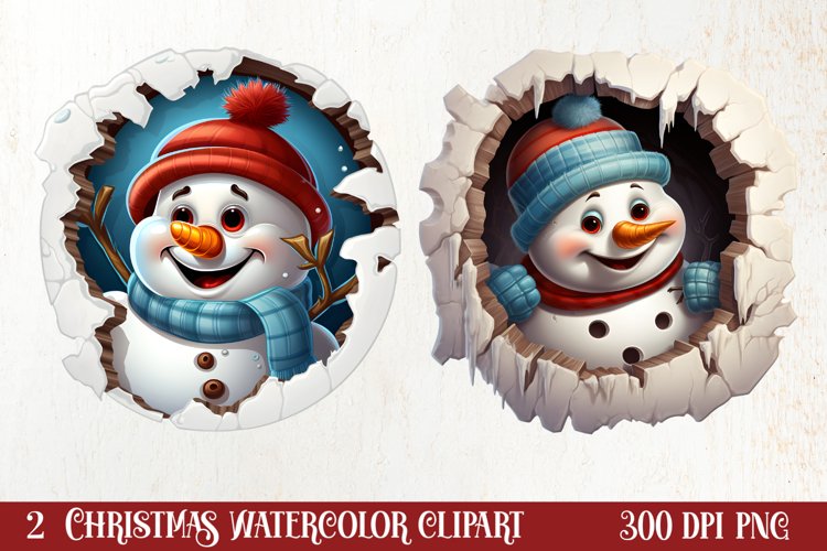 Christmas Snowman Peeking Clipart PNG example image 1