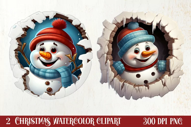 Christmas Snowman Peeking Clipart PNG