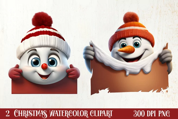 Christmas Snowman Peeking Clipart PNG