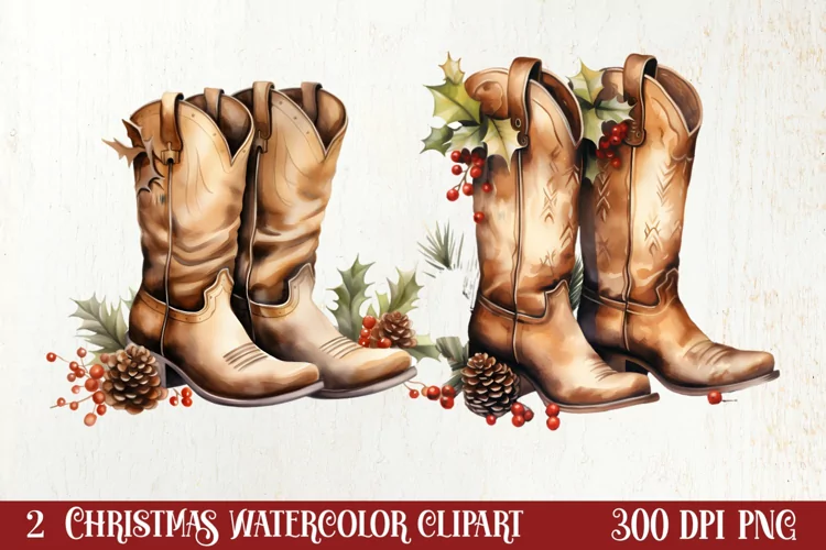 Western Christmas Cowboy Clipart Sublimation, Christmas PNG