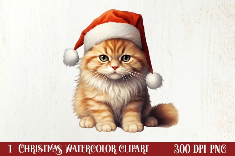 Cat Christmas Cat Art for Holiday Clipart