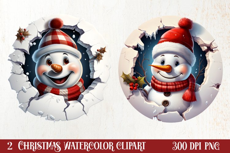 Christmas Snowman Peeking Clipart PNG