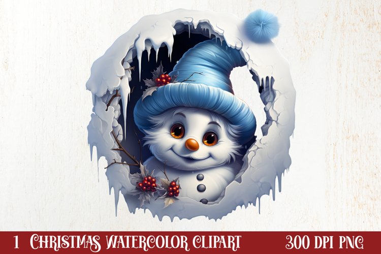 Christmas Snowman Peeking Clipart PNG